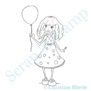 Paper Plums Digi Stamp -  Tori with Balloon