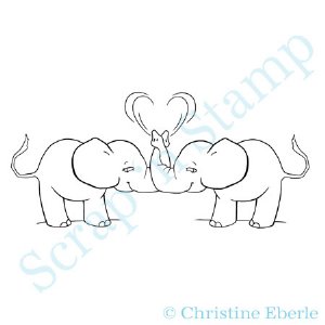 Paper Plums Digi Stamp - Elephant Love with Bonus Sentiments