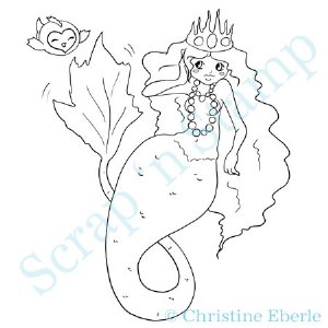 Paper Plums Colorable Image - Mermaid & Friend