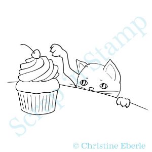 Paper Plums Digi Stamp -  Izzy with a Cupcake