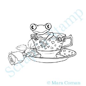 Paper Plums Colorable Image -  Fynn in a Valentine Teacup