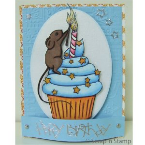 Paper Plums Digi Stamp - Marvin with a Cupcake