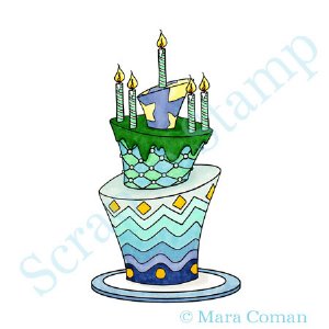 Paper Plums Digi Stamp - Funky Cake with Sparklers & Candles - Set of 4