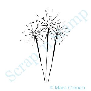 Paper Plums Digi Stamp - Funky Cake with Sparklers & Candles - Set of 4