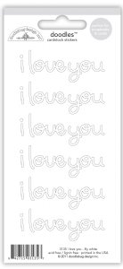 Doodlebug Design - Doodles Cardstock Stickers - I Love You - Lily White
