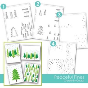 Taylored Expressions - Layering Stencil, Create-in-Quads - Peaceful Pines