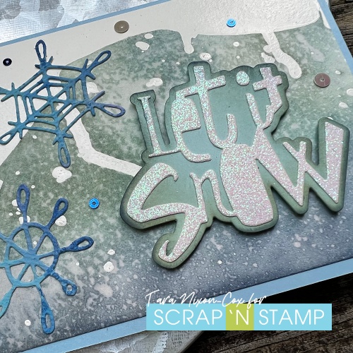 Scribbly Snowflakes card with Tim Holtz Sizzix dies