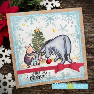 Christmas Winnie the pooh, eeyore and piglet card featuring stamps from Impression Obsession 