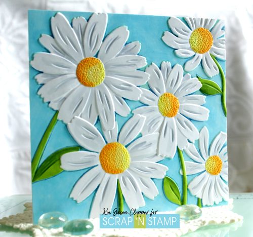 Card using Altenew 3D embossing folder called Daisies