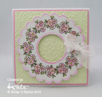 Card Made with Studio K Digital Stamp
Products Used:
Studio K Digital Stamps - Flower Border
Cuttlebug Embossing Folder - Textile Texture
Spellbinders Nestabilities -  Classic Circles & Classic Scalloped Circles
Watercolor Pencils
