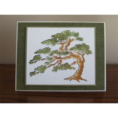 Card Made with Dreamweaver Cypress Tree Stencil & Crackle Embossing Paste
