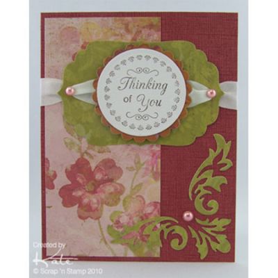 Card made with Cuttlebug Damask Frame Set
Products Used:
Cuttlebug Damask Frame Cut & Emboss Set
Spellbinders Labels Four, Standard Circles & Petite Scalloped Circles
May Arts Ivory Taffeta Ribbon
Pearls - Rose
Madeline Patterned Paper
Core'dinations Vintage Cardstock - Reminisce
JustRite Stampers Set - Just a Note
Keywords: card, cuttlebug, damask frame, spellbinders, label eight, standard circles, petite scalloped circles, just rite stampers, just a note