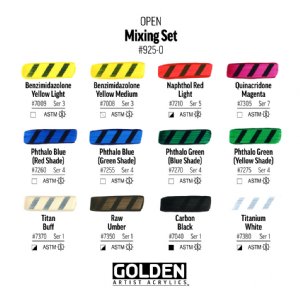 GOLDEN - HEAVY BODY ACRYLIC- OPEN MIXING SET/12