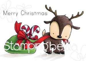 Stamping Bella - Cling Stamp - Reindeer With a Gift Stuffie