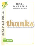 Birch Press Designs - Hot Foil Plate & Die Set - Thanks Sugar Script