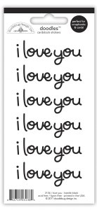 Doodlebug Design - Doodles Cardstock Stickers - I Love You - Beetle Black