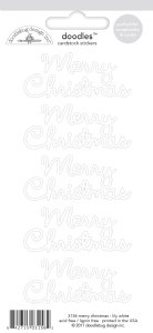 Doodlebug - Cardstock Stickers - Merry Christmas - Lily White