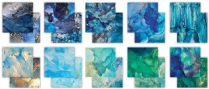 Craft Consortium - 12X12 Essential Craft Papers Pad - Ink Drops - Ocean