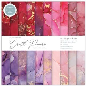 Craft Consortium - 6X6 Essential Craft Papers Pad - Ink Drops - Rose