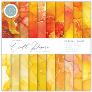 Craft Consortium - 6X6 Essential Craft Paper - Ink Drops - Sunset