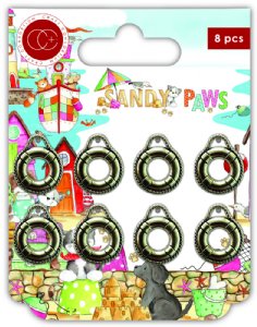 Craft Consortium - Metal Charms - Sandy Paws - Silver Life Rings