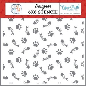Echo Park - 6 x 6 Stencil - Pets, Feline Good