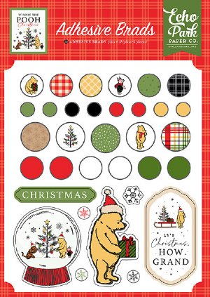 Echo Park - Adhesive Brads - Winnie The Pooh Christmas