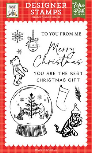 Echo Park - Clear Stamp - Winnie The Pooh Christmas - Snow Globe Scene