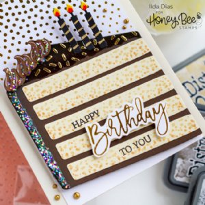 Honey Bee - Dies - Birthday Cake A2 Card Base