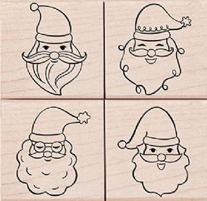 Hero Arts - Wood Stamp - Santa Faces Set