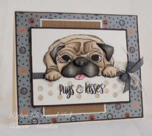 Impression Obsession - Wood Stamp - Pugs & Kisses