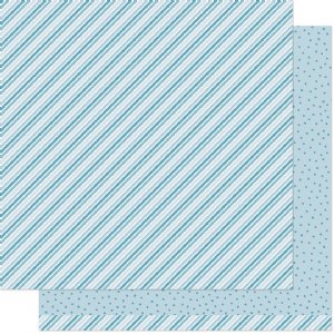 Lawn Fawn - 12X12 Patterned Paper - Stripes 'n Sprinkles - Blue Blast