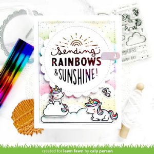 Lawn Fawn - Hot Foil Plate - Foiled Sentiments: Sending Rainbows