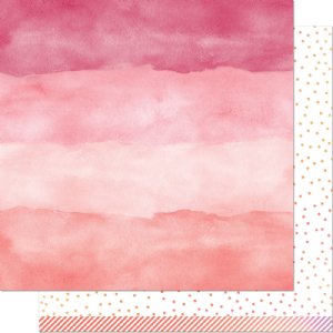 Lawn Fawn - 12X12 Patterned Paper - Watercolor Wishes Rainbow - Rose Quartz