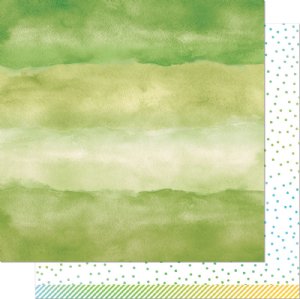 Lawn Fawn - 12X12 Patterned Paper - Watercolor Wishes Rainbow - Emerald