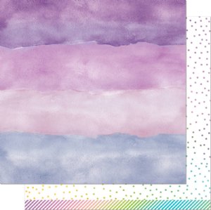 Lawn Fawn - 12X12 Patterned Paper - Watercolor Wishes Rainbow - Amethyst