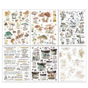 49 and Market - Vintage Artistry Nature Study - 6X8 Rub-on Transfer Set - Mushroom