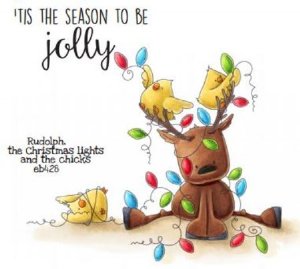 Stamping Bella - Cling Stamp - Rudolph, the Christmas Lights and the Chicks