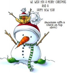 Stamping Bella - Cling Stamp - Snowman with a Chick on Top