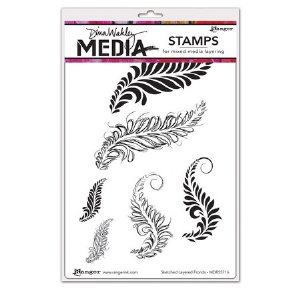 Dina Wakley Media - Cling Stamp -  Sketched Layered Fronds