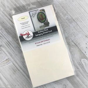 The Paper Cut - Cream Scallop Oval Swinging Z-Fold Card