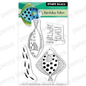 Penny Black  - Clear Stamp - Birthday Fishes