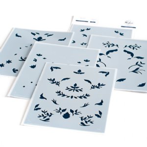 Pinkfresh Studios - Stencil Set - Folk Floral Print