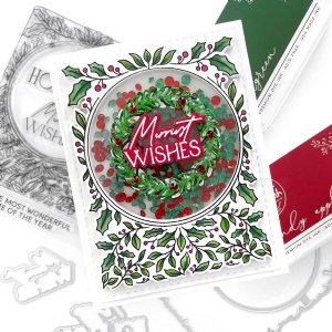 Pinkfresh Studios - Clear Stamp - Happy Holidays Circle Frame