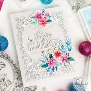 Pinkfresh Studios - Clear Stamp - Happy Holidays Circle Frame