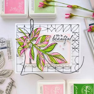 Pinkfresh Studio - Stamp, Die 'N Stencil - Detailed Leaf