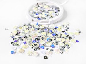 Picket Fence Studios - Sequin Mix - White Bottlecap Flowers