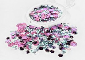 Picket Fence Studios - Sequin Mix - Fuchsia Bottlecap Flowers