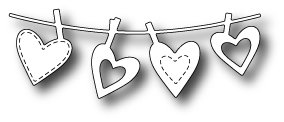 Poppystamps - Die -  Clothesline Hearts