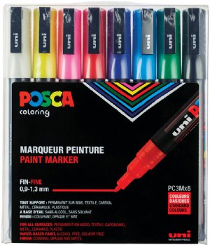 Posca - Paint Marker Set - PC-3M Fine - Basic (8 Colors)